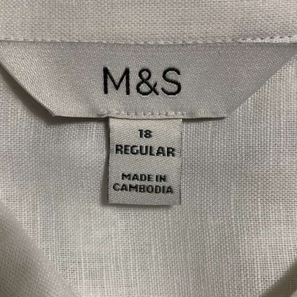M&S Women Linen Rich Belted Collection Elegant White Shirt Dress Size 18 Quiet - Picture 7 of 16